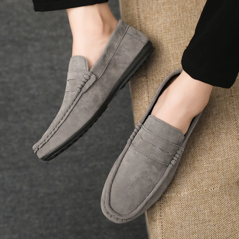 2026 Casual Men's Shoes Versatile Comfortable Work Shoes Driving Loafers Black, Grey, Khaki Three-Colour 6