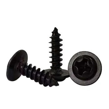 100pcs  Black Self-tapping Screw Pan PWA Cross Round Head With Washer Cushion M1.4 M1.7 M2 M2.3 M2.6 M3 M3.5 M4