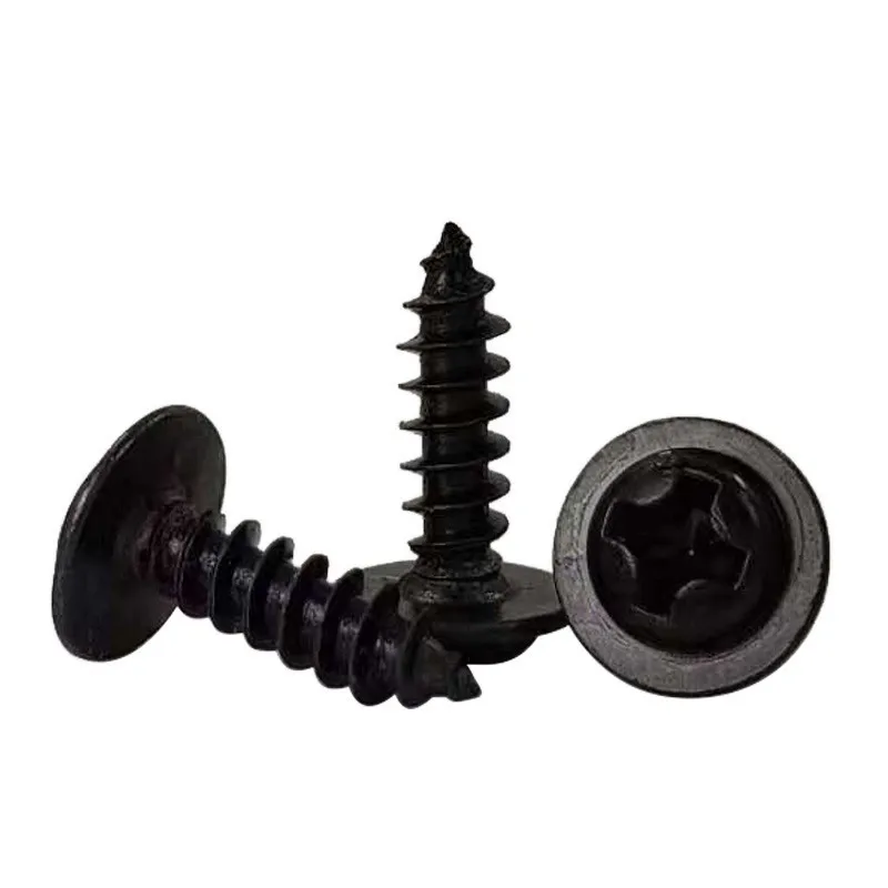 100pcs Black Selftapping Screw Pan PWA Cross Round Head With Washer Cushion M1.4 M1.7 M2 M2.3