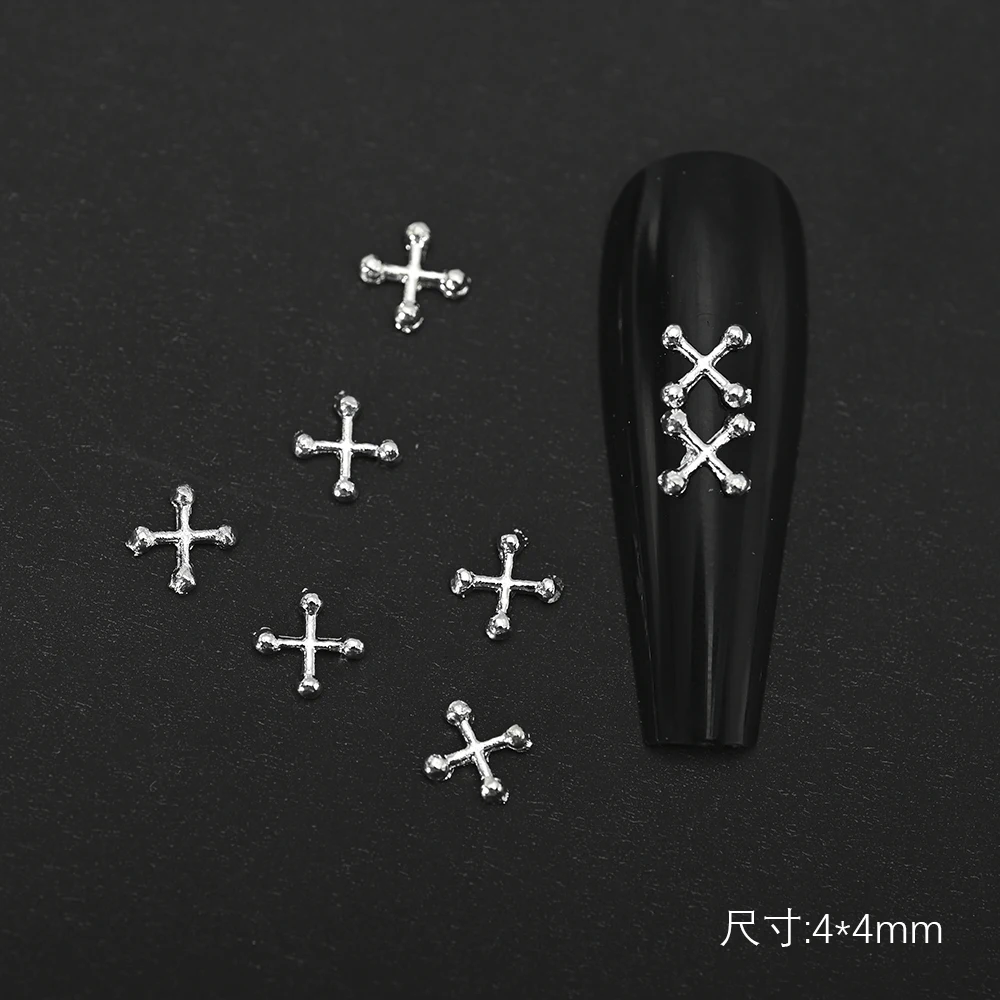 20Pcs Punk Cross Metal Alloy Nail Charms 3D Mini X-Diagonal