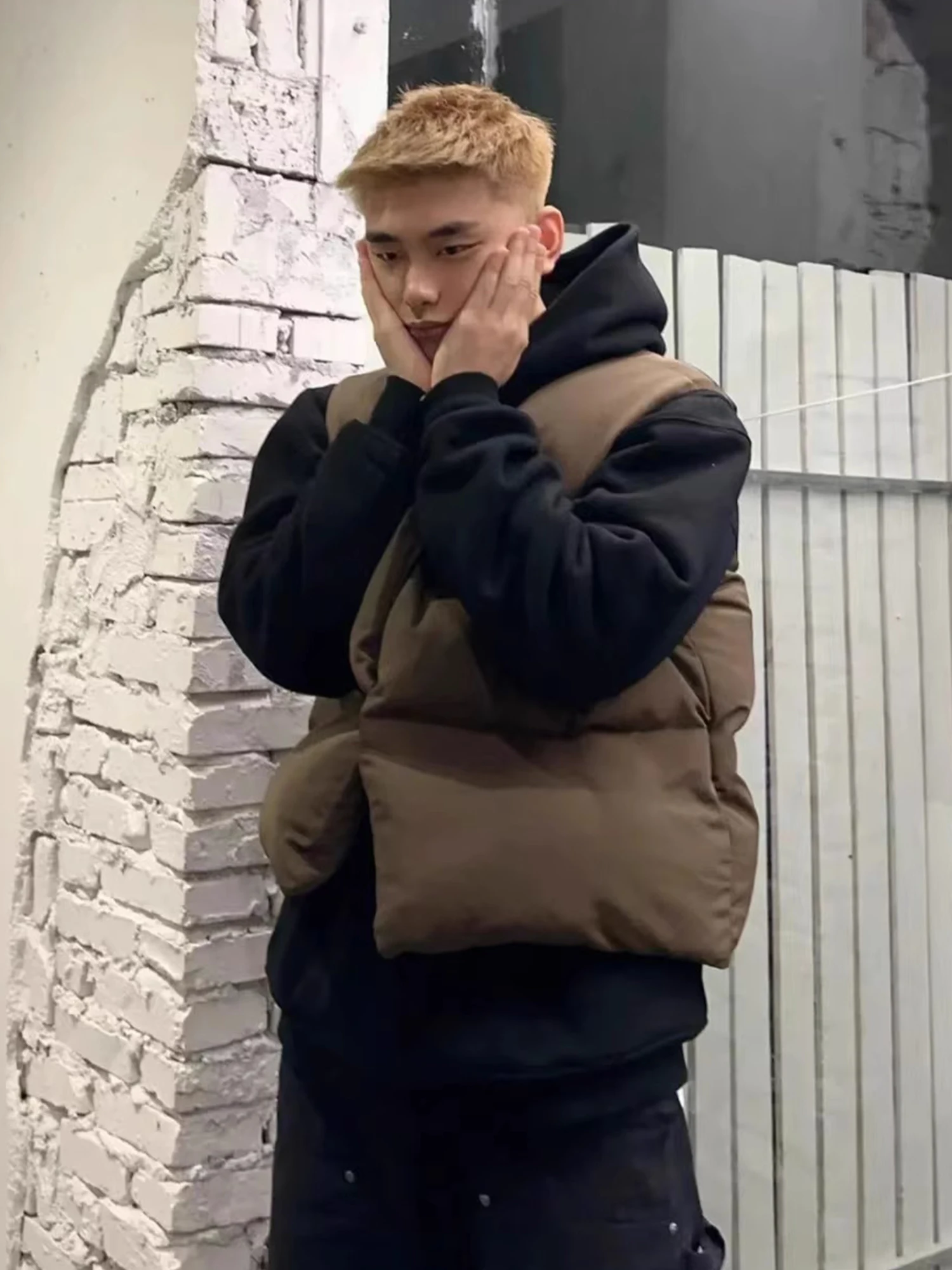 Kanye West American High Street Double-Sided Cotton Vest Thi Warm Men's Spring Autumn Seasonal Faion Streetwear