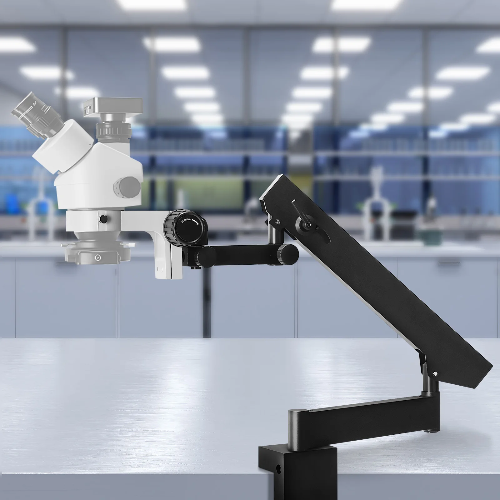 Universal Microscope Stand with Table Clip Aluminum Alloy Microscope Stand Holder Microscope Arm Stand for Digital Microscope