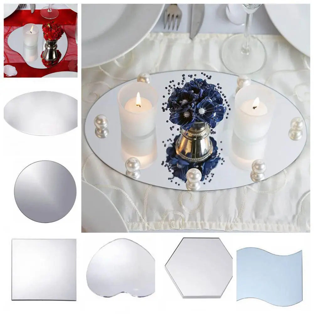 

Mirror Glass Tray for Wedding Decorations Decor Candle Tray Plate Decorative Unique Table Centerpieces Candle Tray
