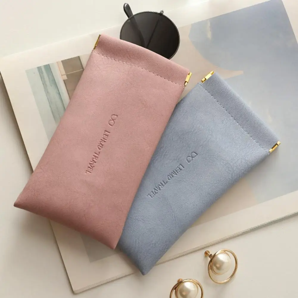 

Practical Faux Leather Built-in Fluff Dirt-resistant Fashion Soft Glasses Bag Storage Pouch Protective Glasses