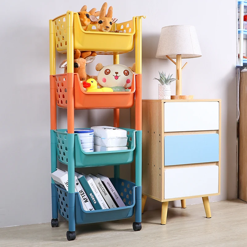 Multifunction Removable 4 Layer Storage Holders Colorful Bookshelf Kids Toy Shelf Baby Rack Bookcase Plastic