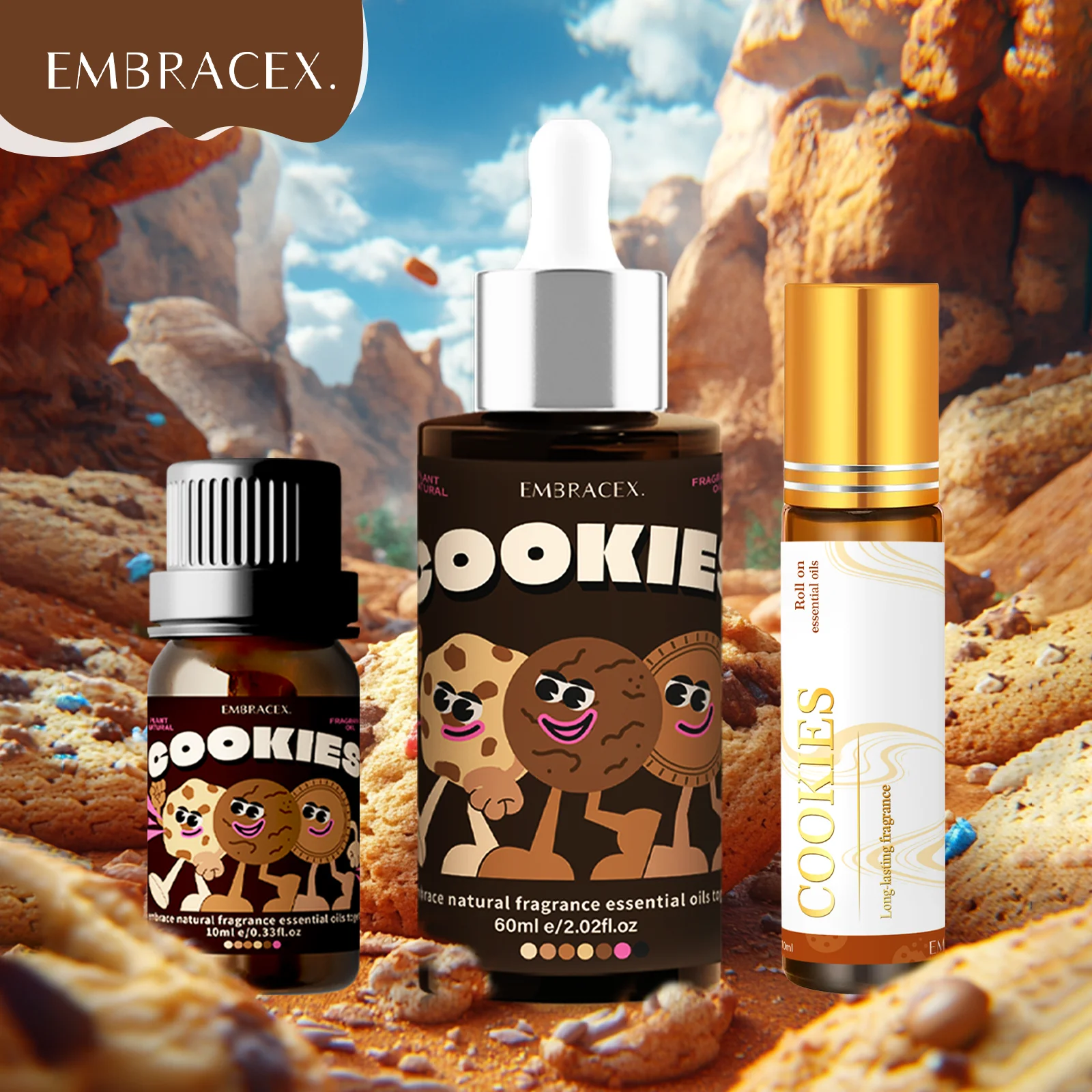 3PC/2PC/1P 10ml 60ml Cookies Essential Oils Roller Essential Oils Gastronomic flavors Skin Massage oil Holiday gifts DIY candles