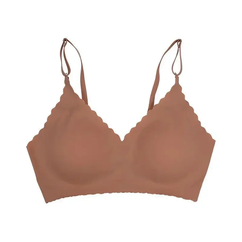 Bestseller 6 Farben Neue Eisseide Unterwäsche Komfortabler BH Drahtlos Gepolstert Wellenförmiger Rand Unsichtbare Yoga-BHs Nahtloser Damen-BH – Detail 11