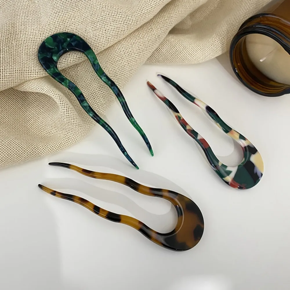 

Новый креативный дизайн, ретро, геометрические U-образные палочки для волос, искусственная черепаха для женщин и девочек