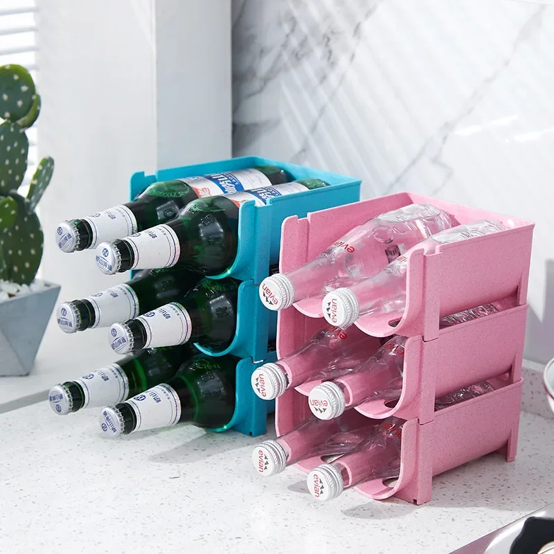 Refrigerator beer and beverage storage box, kitchen wine bottle storage box, stackable wine bottle bracket