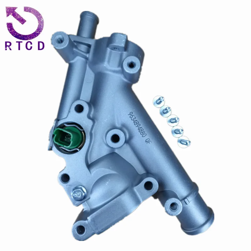 Outlet Chamber 1338AV 9687927980 For Peugeot 307CC 307SW 308 406 407 607 Citroen C4 C5 Cooling Water Thermostat