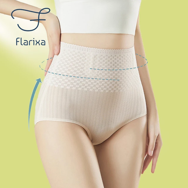 Flarixa Seamless Underwear Women's Panties High Waist Tummy Hips Safety  Pants Slim Shaping Underwear Ice Silk Boxer Briefs