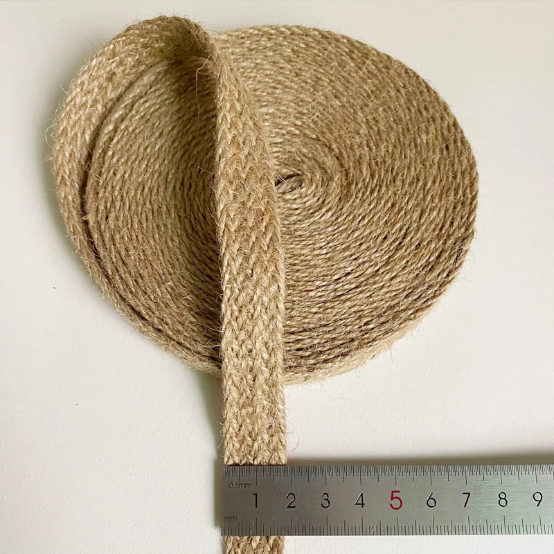 5m Hemp Cords Macrame Jute Rope Braided Flat Burlap Ribbon Strings Twine Hessian Vintage Wedding Decoration for Home Decor