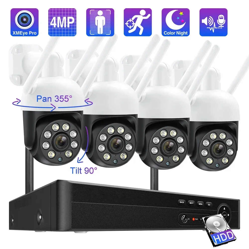 

Techage H.265 8CH 4MP Video Surveillance Wireless System Set PTZ Security Camera Wifi NVR Kit Auto Tracking 2 Way Audio ONVIF