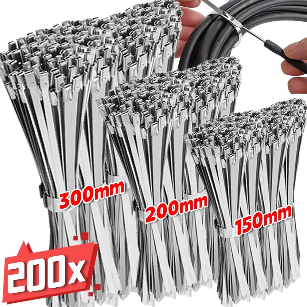 thumbnail image 2 of Bemaka 100Pcs Metal Zip Ties 11.8 Inch 304 Stainless Steel Cable Ties Heavy Duty 2 of 9
