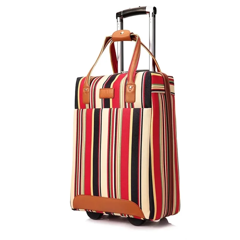 20 inch oxford Rolling Luggage set Spinner wheels Women Brand Suitcase tripe Carry On Travel luggage Bags Women trolley bag set