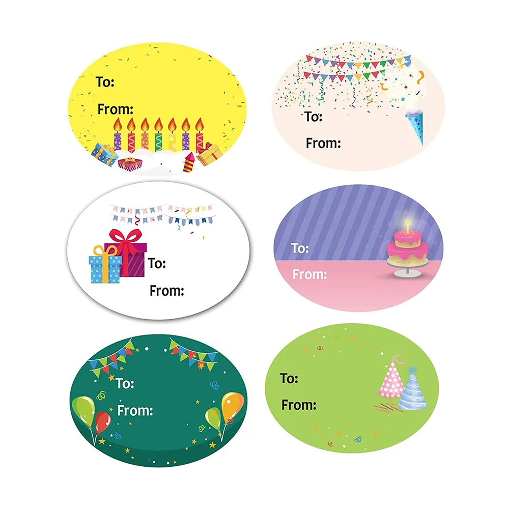 

Happy Birthday Gift Tag Stickers 1.5x2inch Birthday Labels for Presents 6 Designs 300Pcs