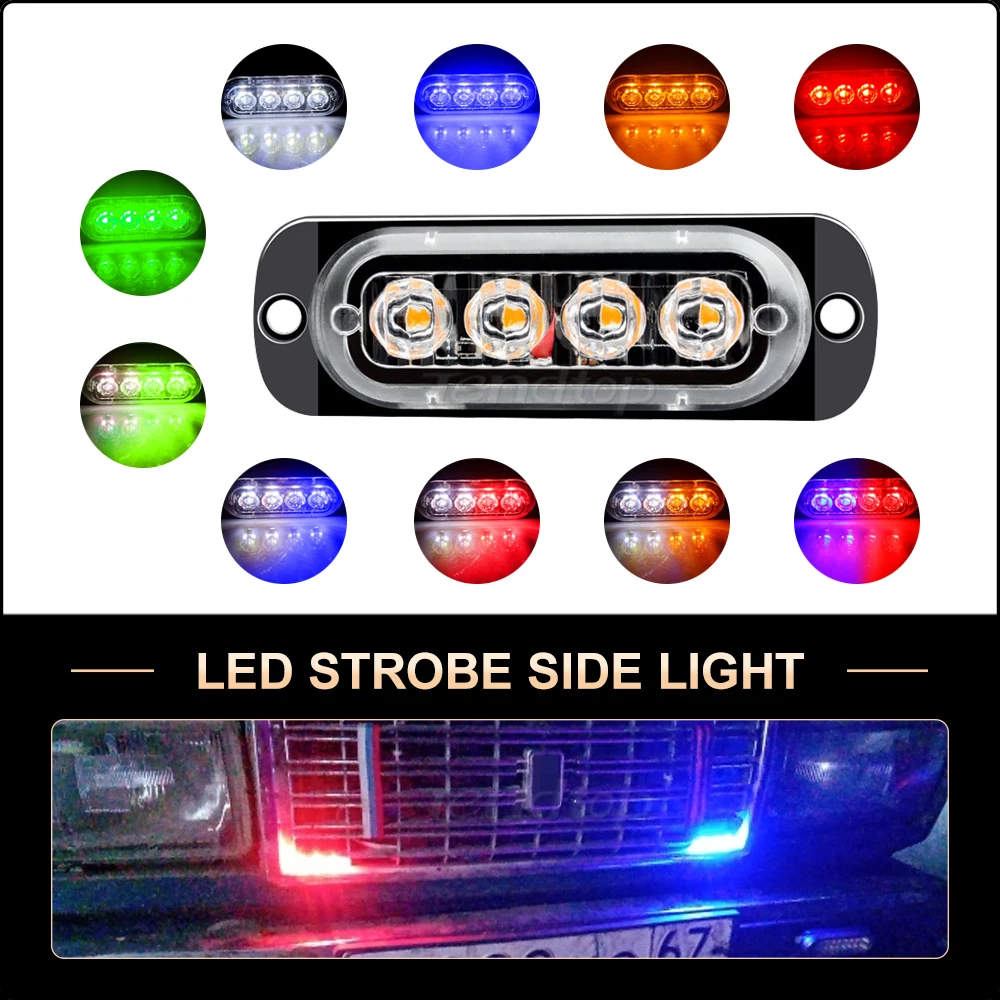 

4 LED Grille Signal Light Flashing Warning Light Trailer LED Lights Emergency Lamp Police Strobe Light Car TRUCK Motorcycle SUV