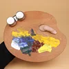 1 Pcs Wooden Palette,Oval And Square Solid Wood Panels,Suitable For Oil Painting,Gouache,Acrylic And Other Pigments 2
