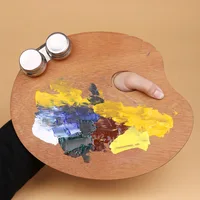 1 Pcs Wooden Palette,Oval And Square Solid Wood Panels,Suitable For Oil Painting,Gouache,Acrylic And Other Pigments 2