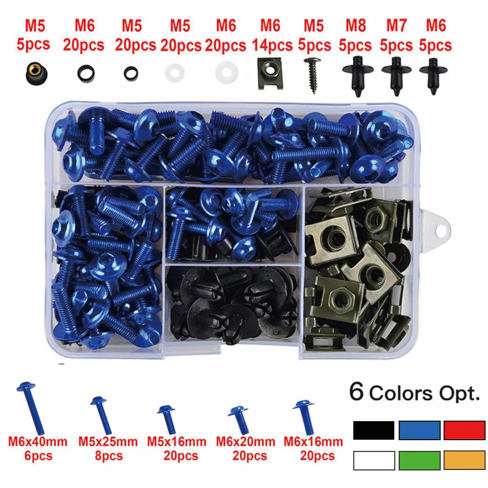 

195PCS Complete Fairing Bolts Screw For Kawasaki ZX6R ZX7R ZX9R ZX10R ZX12R ZX14R Versys 650 Ninja 650R 1000 Z750 Z1000 ZZR600