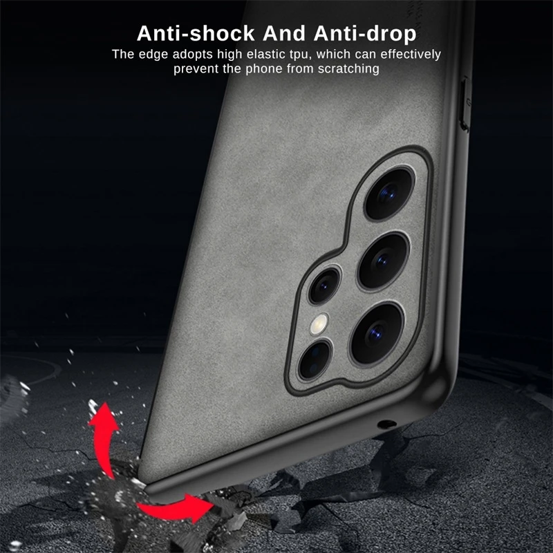 Premium Sheepskin Leather Soft Silicone Case - Back Cover (Black)