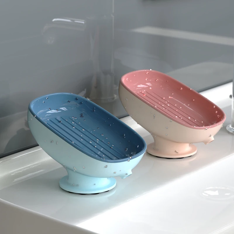 

3 Color Square Bathroom Soap Box Laundry Soap Drain Storage Rack Self Draining Soap Plastics Holder Toilet Supplies Tray Tools