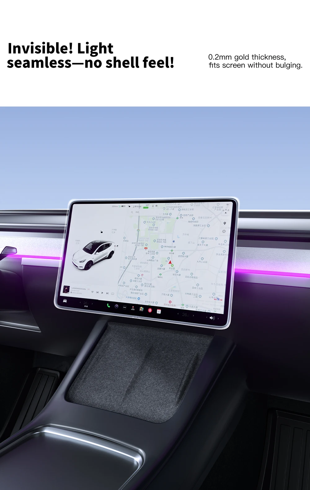 Full Coverage Anti-Scratch Protective Frame For Tesla Model 3 Y 2019-2023 Displa