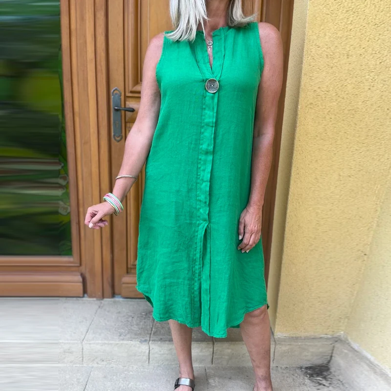 

Женское длинное платье с разрезом, элегантное однотонное свободное Повседневное платье макси без рукавов с глубоким V-образным вырезом, лето 2024