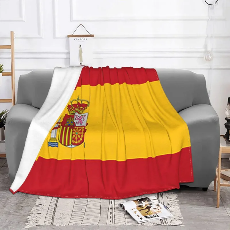 

Flag Of Spain Blankets Coral Fleece Plush Decoration Multi-function Warm Throw Blankets for Bed Travel Plush Thin Quilt