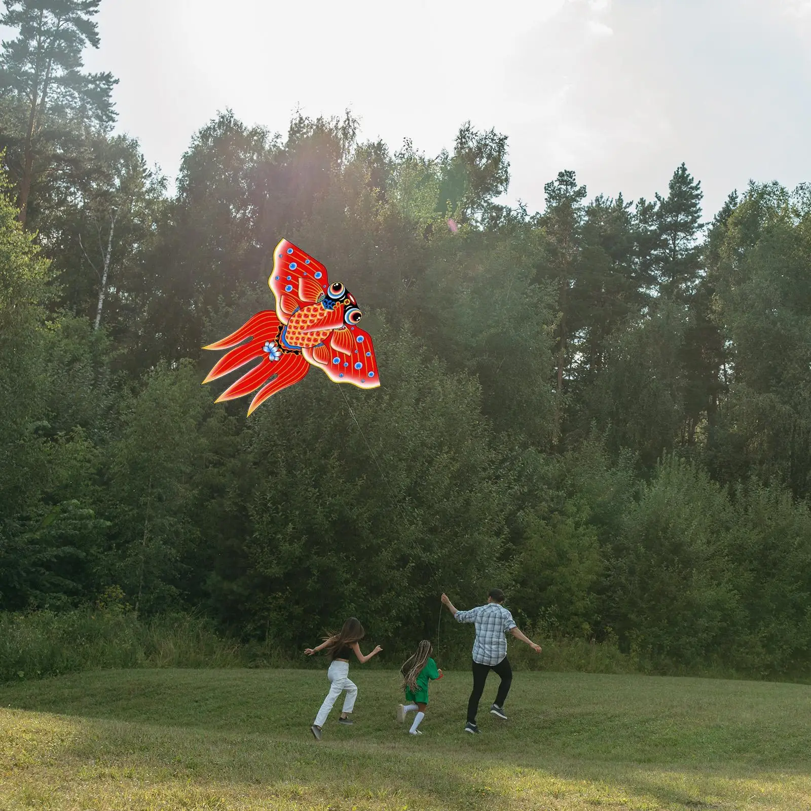 Huge Kite Easy to Fly Goldfish Shape Cartoon Fabric Kites Large Giant Kites for Holiday Trip Props Outdoor Toy Birthday Gift 4
