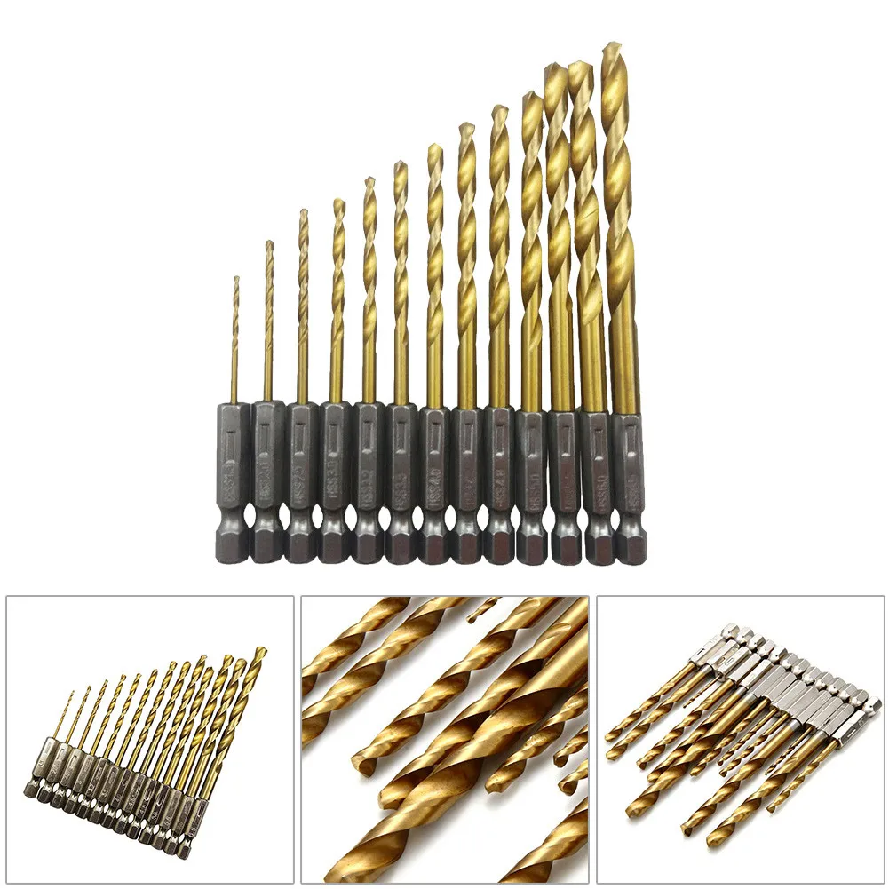 

13pcs HSS High Steel Drill Bit Set Hex Shank Bits For Cordless Screwdriver 1.5mm-6.5mm Power Tool Parts Replacement