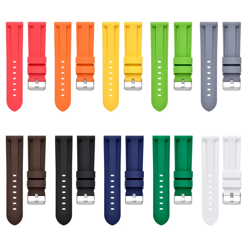 Waterproof Silicone Sport Watch Strap - Universal Rubber Bracelet Belt, Multiple Sizes Available
