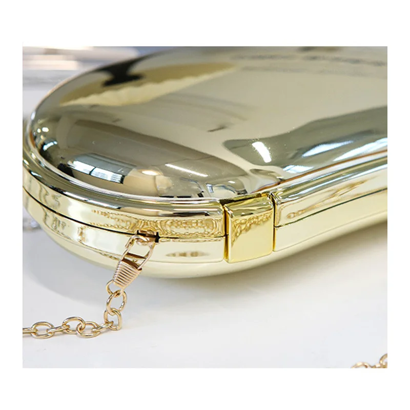 Nice design Gold And Silver Chain Women's Evening Bags 2024 New Bright Mango Shape Shoulder Bag Funny Party Crossbody handbags