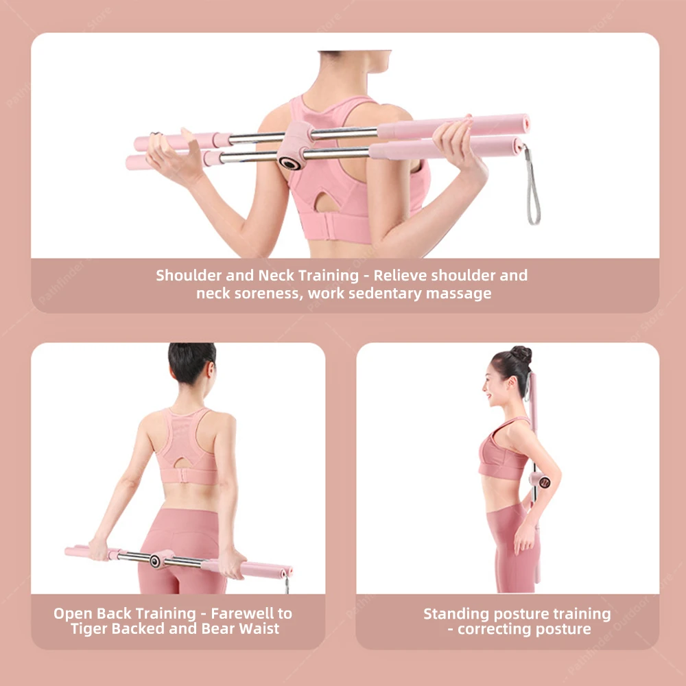 Yoga Stick Posture Corrector Adjustable Hunchback Correction Cross Stick Standing Training Home Gym Sports Stretching Equipment