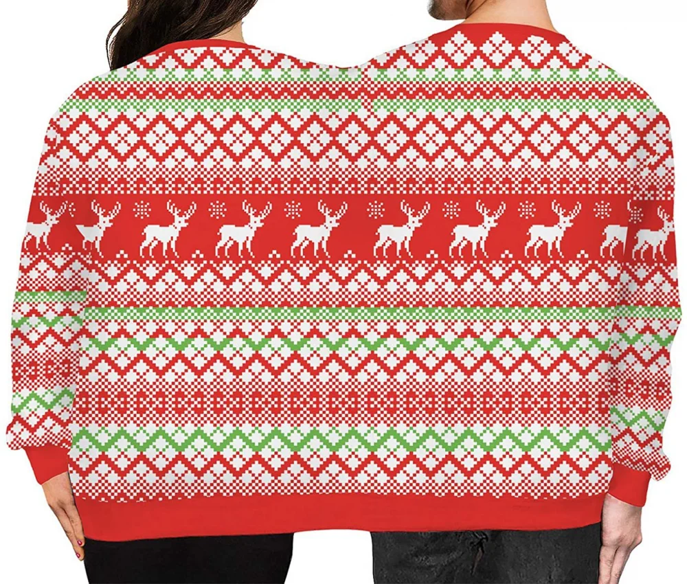 Mens and Womens Two Person Ugly Christmas Sweater 3D Printed Funny