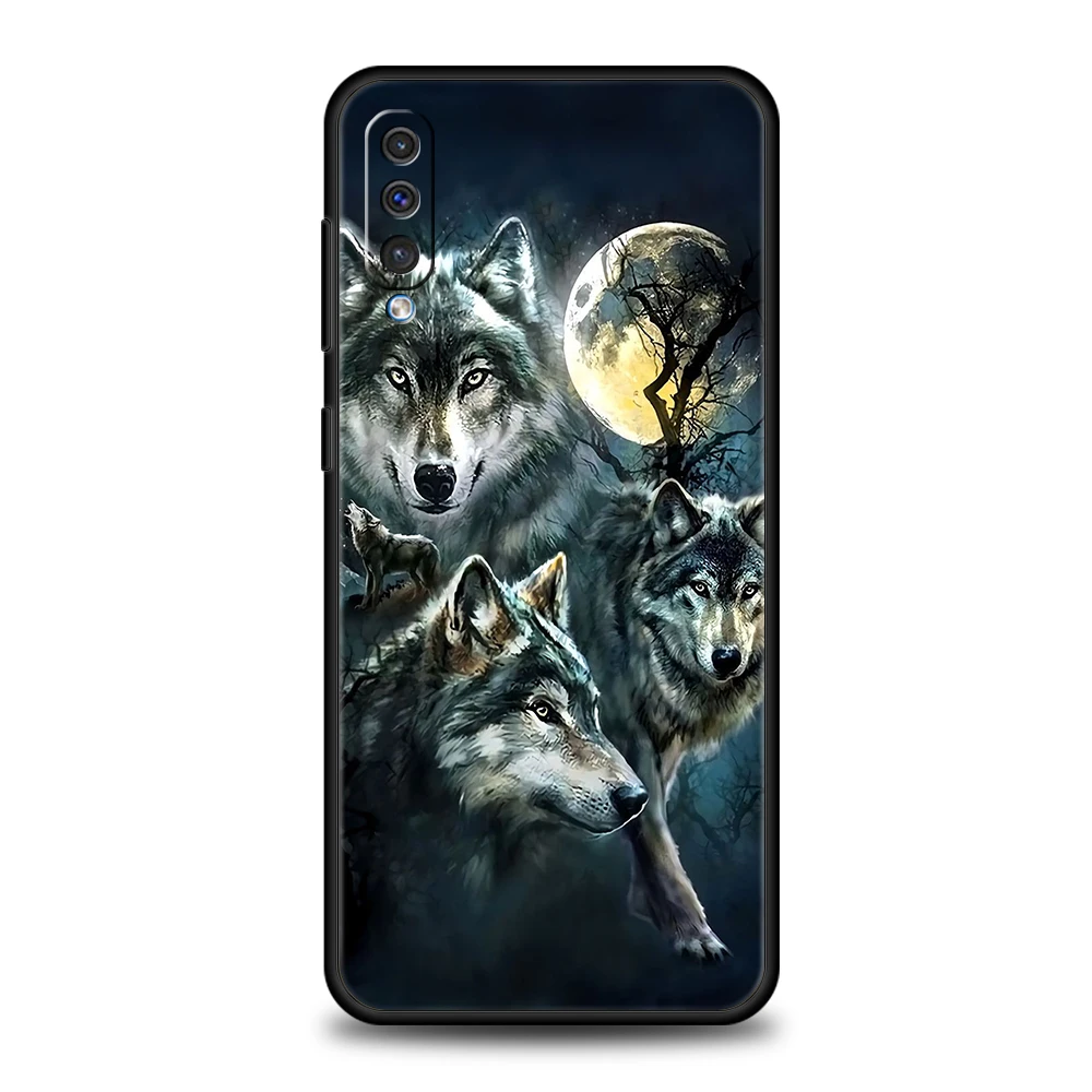 Moon Roaring Wolf Black Silicone Phone Case