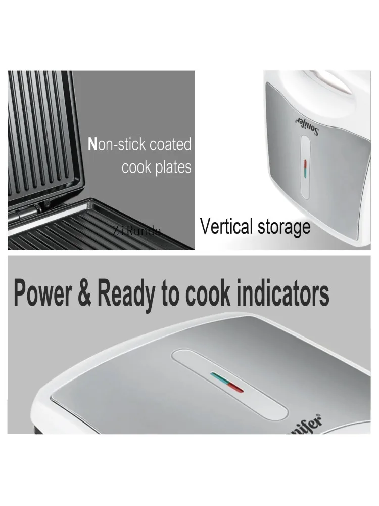 Large electric sonifer sandwich maker, 1400W, kitchen appliances, breakfast waffle machine, anti-ad foam pan 3