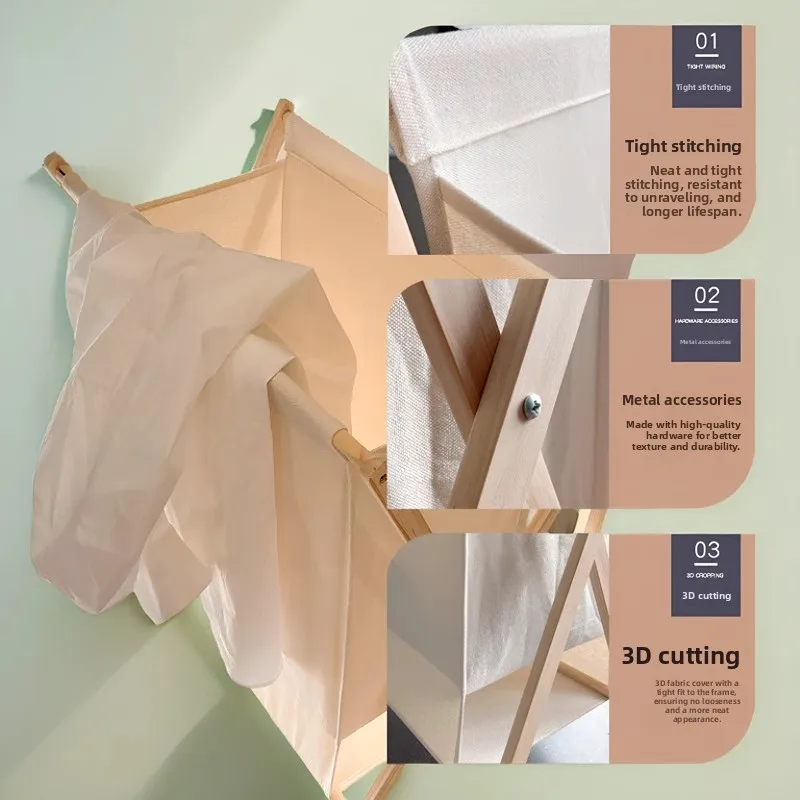 mat Nordic Sle  Wood Laundry Basket Batoom Home Use Staing Dir Clothes Storage Basket Pure Color Trend