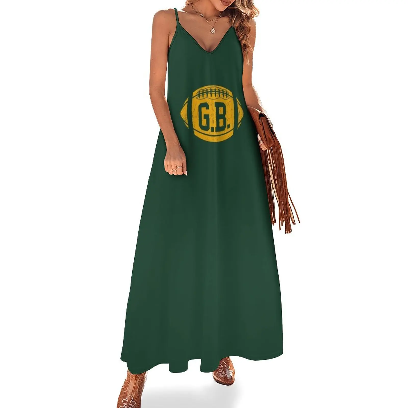 

GB Retro Football - Green Sleeveless Dress prom clothes Women's summer dress evening dresses ladies