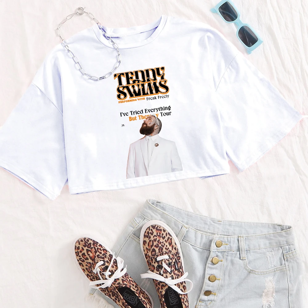 Teddy Swims Tour 2025 Shirt Women O-Neck Short Sleeves Crop Tops T-shirt Fans Gift Tops 2