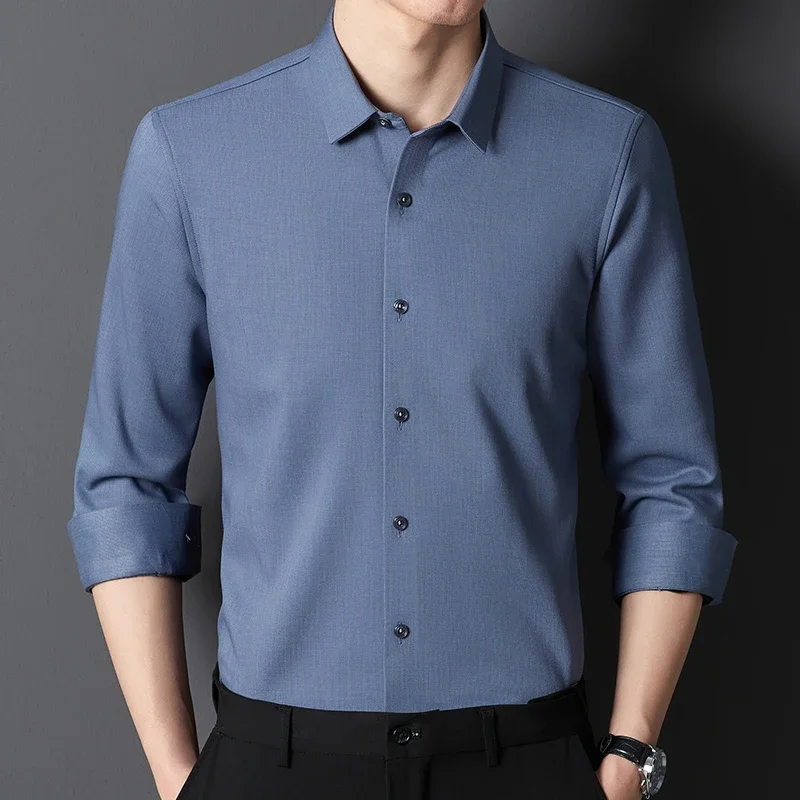 Winter thickening Casual long sleeve shirts for men hight quality warm slim fit formal plain shirt comfortable office clothes