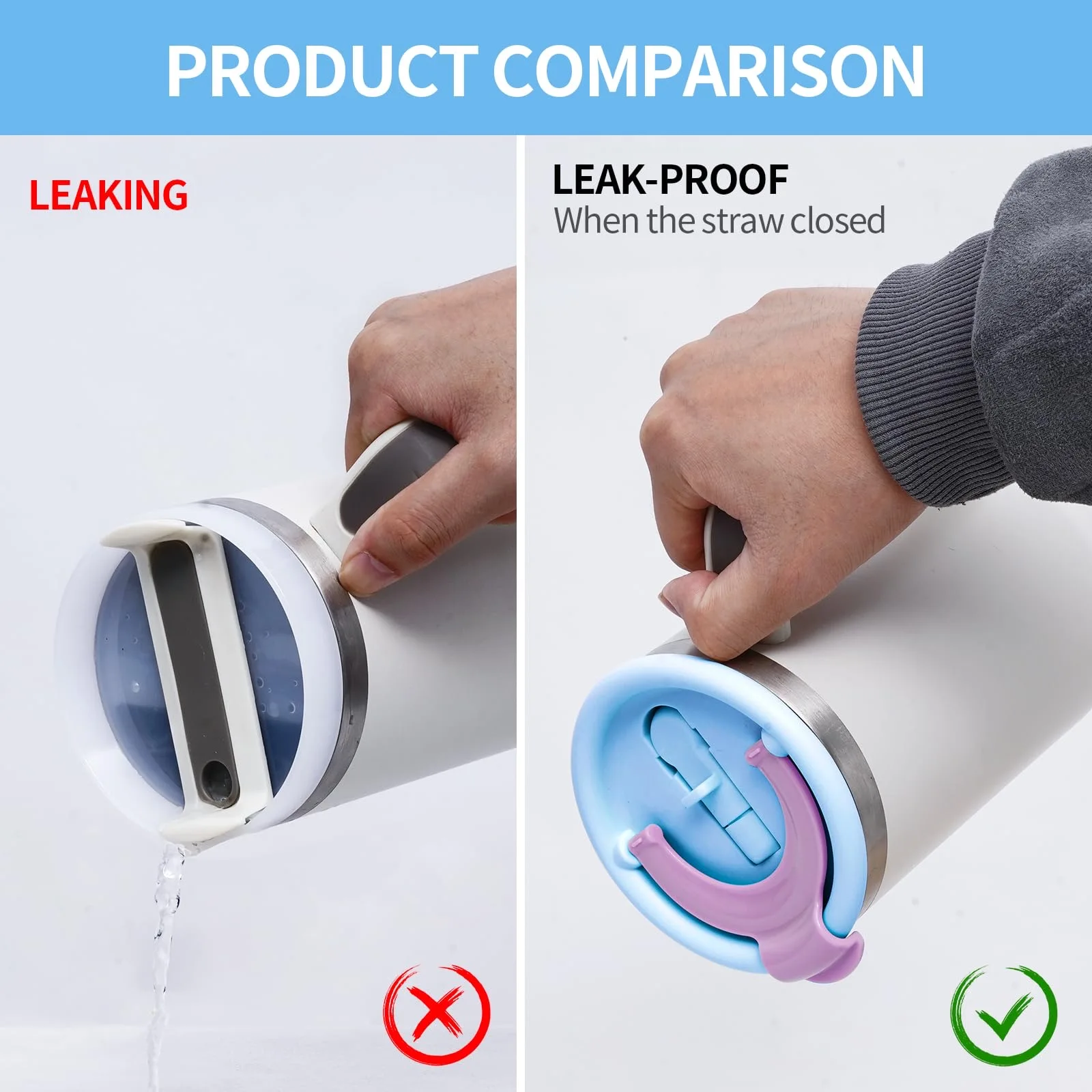 2 Pack 40 Oz Flip Straw Leak Proof Lid For Stanley H2.0 Quencher - View #7