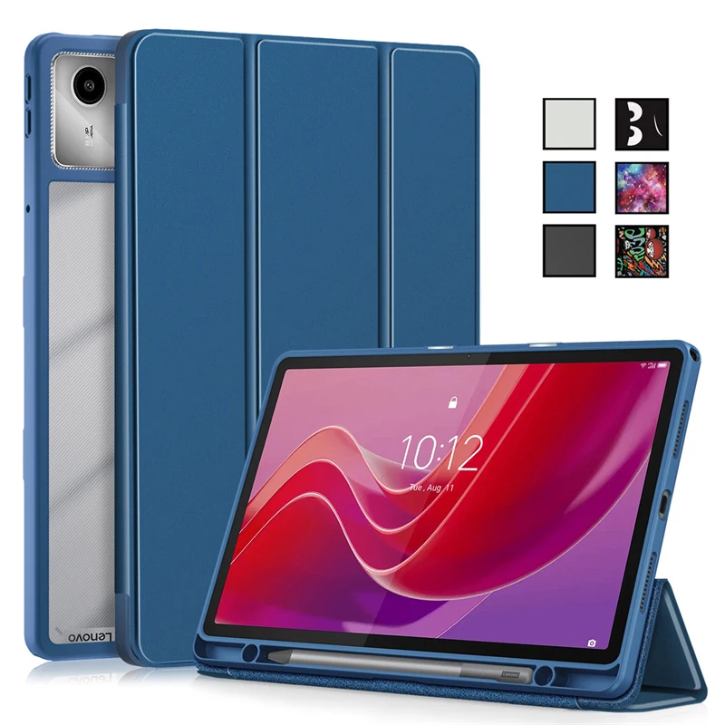 Couro de Acrílico Voltar Fold Smart Cover para Lenovo Tab Case com Pen Holder Etui Xiaoxin Pad M11 Case B330fu 2024 M11 2024