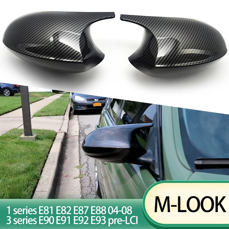 

E90 E91 Pre-LCI 2005-2007 black M3 Style Cover E81 E82 E87 E88 For BMW 3 Series E92 E93 Rear Mirror Cap 2006 2007 2008 2009