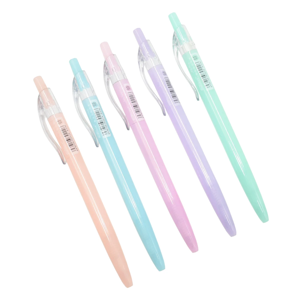 5Pcs Jelly Color Ballpoint Pen 0.5mm Blue Refill Long-lasting Plastic Transparent Ball Point Pens Kids School Office Stationery 100 pcs pen holder empty transparent cases plastic pen holders business gel pens simple students supply come filler