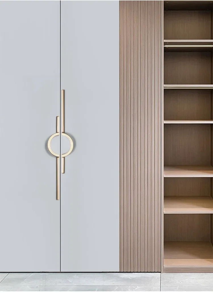 Description Picture 6 of itemGray/Gold Drawer Kitchen Cabinet Handle Door Pull Knob Modern Dresser Pull Handles Zinc Alloy  Furniture Hardware w/Screw