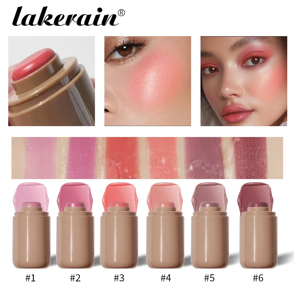 Lakerain 3in1 Blush Stick Cheek Lip Tinted Moistured Waterproof Easy Color Rouge Silky Smooth Blusher Cream Matte Contour Makeup