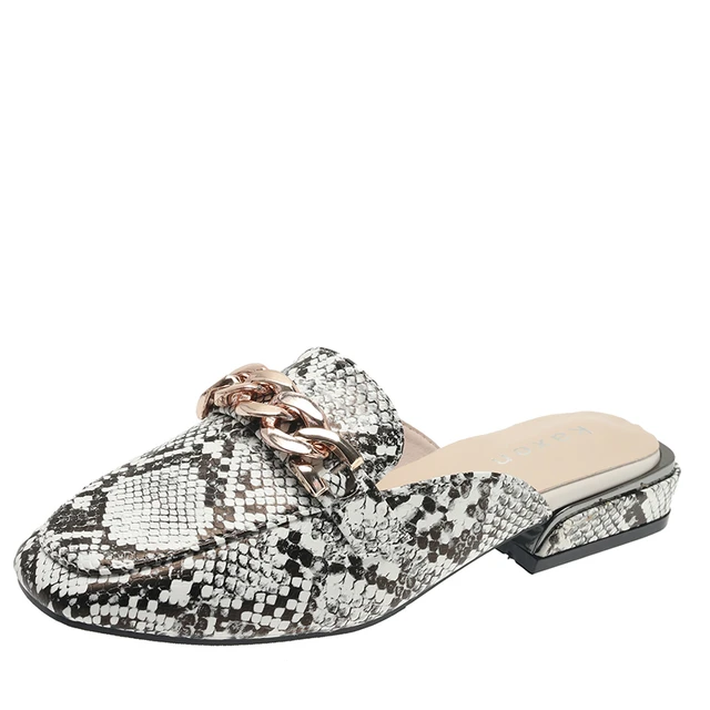 New Snake Prints Chain Mules Women Slides Square Toe Shoes Classic Fashion  Footwear Plus Large Size 43 Sandals Women Shoes - Women's Slippers -  AliExpress