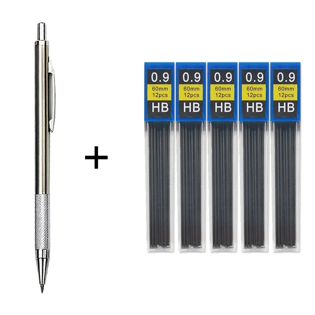 6pcs Metal Drafting Mechanical Pencil 0.3/0.5/0.7/0.9/1.3mm Mm Lead Refills Art Writing Sketching Retractable Design 1