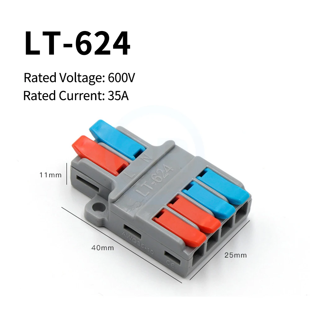 (10 Stück) LT-626 / LT-624 Transparenter 4/6 flacher Docking-2/6/4 Out-Schnellklemmenblock-Anschluss – Detail 7